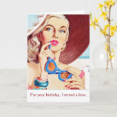 ヴィンテージ – あなたの誕生日のためにリムジンを借りた カード (黄色い花)