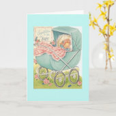 ヴィンテージ-あなた及びベビーへのお祝い、 カード (黄色い花)