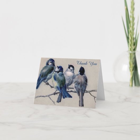 ヴィンテージ – ありがとう – 枝にBluebirds サンキューカード (正面)