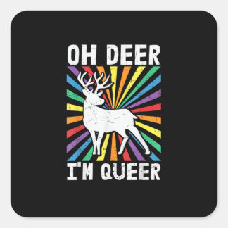 ヴィンテージ おお 鹿 私はクィア プライド LGBT ゲイ レズビアン スクエアシール