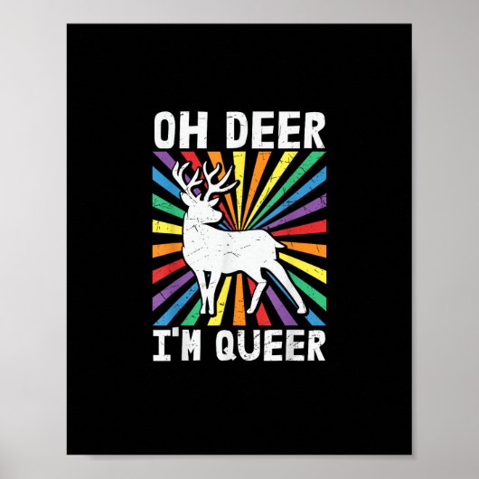 ヴィンテージ おお 鹿 私はクィア プライド LGBT ゲイ レズビアン ポスター (正面)