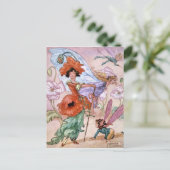 ヴィンテージ – おしゃれなポーズの妖精。 ポストカード (スタンド正面)