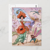 ヴィンテージ – おしゃれなポーズの妖精。 ポストカード (正面/裏面)