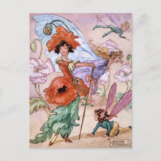 ヴィンテージ – おしゃれなポーズの妖精。 ポストカード (正面)