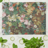 ヴィンテージ おしゃれ カラフル 花 フラワー 絵画 キッチンタオル (折り畳み)