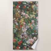 ヴィンテージ おしゃれ カラフル 花 フラワー 絵画 ビーチタオル (正面)