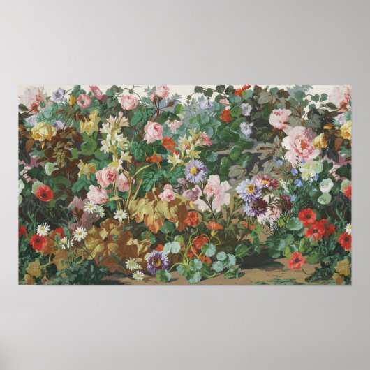 ヴィンテージ おしゃれ カラフル 花 フラワー 絵画 ポスター (正面)
