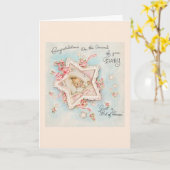 ヴィンテージ-おめでとうの到着時ベビー、 カード (黄色い花)