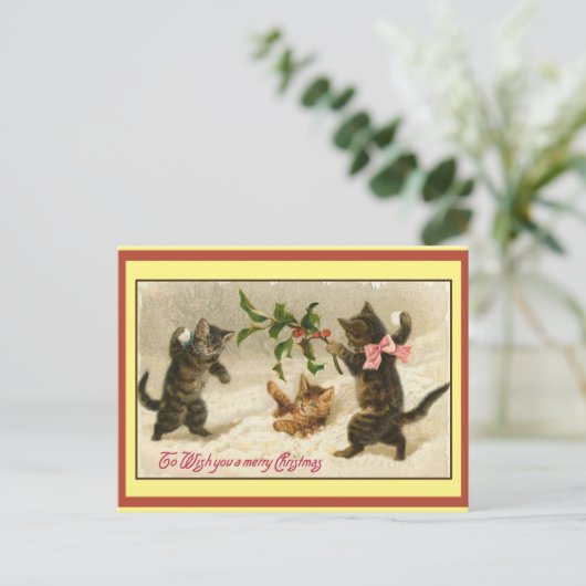 ヴィンテージ・おもしろい・ネコスノーカードとクリスマス・カードの戦い シーズンポストカード (スタンド正面)