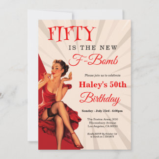 ヴィンテージ おもしろ 1950年代 ピンアップ F-Bomb 50歳の誕生日 招待状