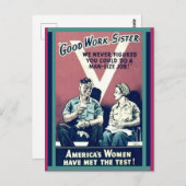 ヴィンテージ「お疲れ、お姉さん」パワフルな女性コピー ポストカード (正面/裏面)