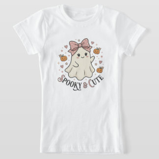 ヴィンテージ かわいいお化けのリボン ハロウィングラフィックTシャツ Tシャツ