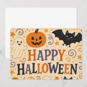ヴィンテージ、かわいいお洒落ハッピーハローウィン 招待状 (正面/裏面)