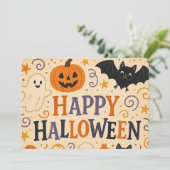 ヴィンテージ、かわいいお洒落ハッピーハローウィン 招待状 (スタンド正面)