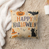 ヴィンテージ，かわいいハッピーハローウィンこうもり,幽霊，カボチャ クッション (ブランケット)