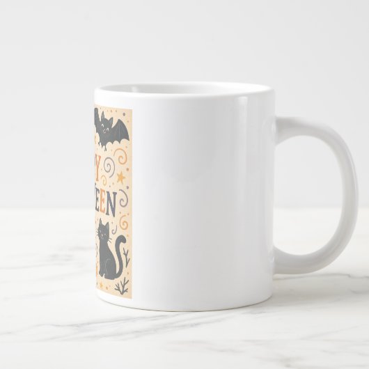 ヴィンテージ,かわいいハッピーハローウィンこうもり,幽霊,カボチャ ジャンボコーヒーマグカップ (右)