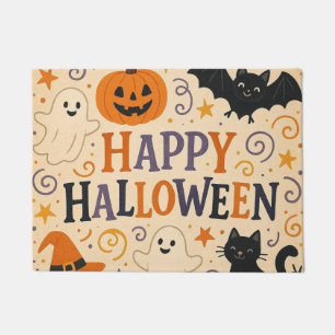 ヴィンテージ,かわいいハッピーハローウィンこうもり,幽霊,カボチャ ドアマット