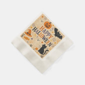 ヴィンテージ，かわいいハッピーハローウィンこうもり,幽霊，カボチャ 縁ありカクテルナプキン (角)