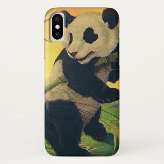 ヴィンテージ かわいいパンダの竹喰み、野生動物 Case-Mate iPhoneケース (裏面)