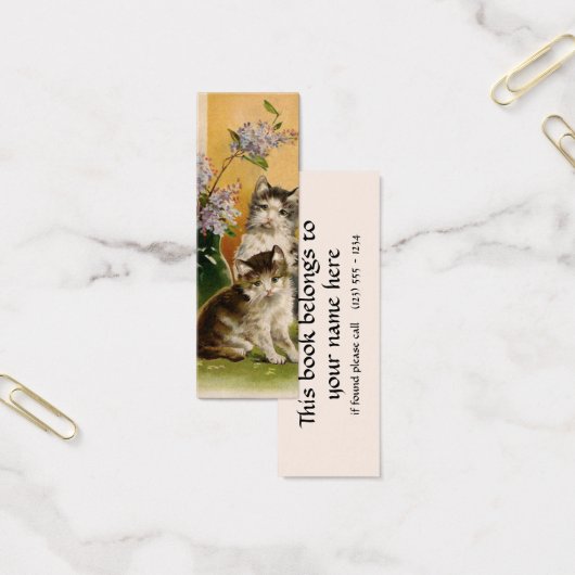 ヴィンテージ、かわいいビクトリアン猫と花 (オフィス)