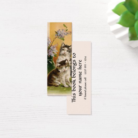 ヴィンテージ、かわいいビクトリアン猫と花 (デスク)