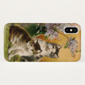 ヴィンテージ、かわいいビクトリアン猫と花 Case-Mate iPhoneケース (裏面(横))