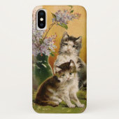 ヴィンテージ、かわいいビクトリアン猫と花 Case-Mate iPhoneケース (裏面)
