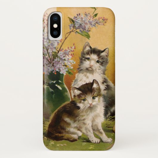ヴィンテージ、かわいいビクトリアン猫と花 Case-Mate iPhoneケース (裏面)
