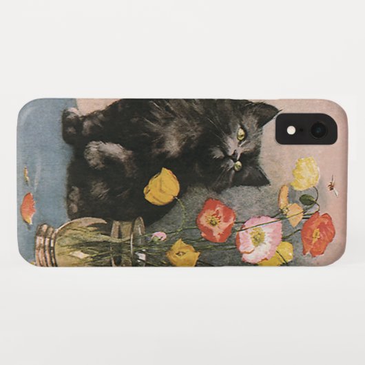 ヴィンテージ、かわいい子ビクトリアン猫、花 Case-Mate iPhoneケース (裏面(横))
