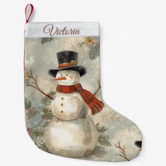 ヴィンテージ かわいい クリスマス 雪だるま スモールクリスマスストッキング