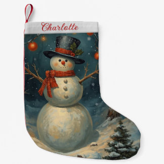 ヴィンテージ かわいい クリスマス 雪だるま スモールクリスマスストッキング