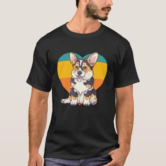 ヴィンテージ かわいい コーギー 3 Tシャツ (正面)