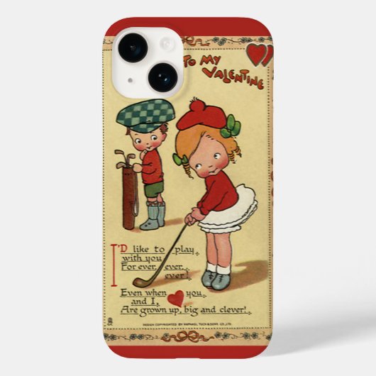 ヴィンテージ かわいい バレンタインデー 子供 スポーツ ゴルフ Case-Mate iPhoneケース (裏面)