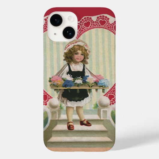 ヴィンテージ かわいい バレンタインデー 花を持つ女の子 Case-Mate iPhoneケース (裏面)