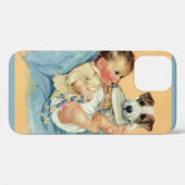 ヴィンテージ かわいい 赤ちゃん 男の子 ミルク瓶 と 子犬 Case-Mate iPhoneケース (裏面 (横))