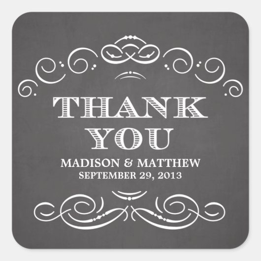 ヴィンテージ かわいらし |結婚式の引き出物ラベル スクエアシール (正面)