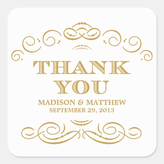 ヴィンテージ かわいらし |結婚式の引き出物ラベル スクエアシール (正面)