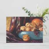 ヴィンテージ、くるみ、青鉢に入った果実 (スタンド正面)