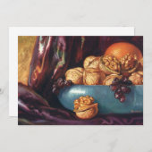 ヴィンテージ、くるみ、青鉢に入った果実 (正面/裏面)