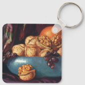 ヴィンテージ、くるみ、青鉢に入った果実 キーホルダー (裏面)