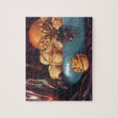 ヴィンテージ、くるみ、青鉢に入った果実 ジグソーパズル (縦)