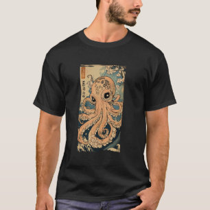 ヴィンテージ たこ 浮世絵 和風 レトロ 花 海 Tシャツ