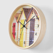 ヴィンテージ、みすぼらしいシックな、海辺のビーチの小屋、黄色 壁時計 (傾斜)