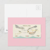 ヴィンテージ「ようこそ、ベビー」とStork ポストカード (正面/裏面)