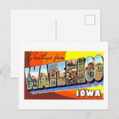 ヴィンテージ、アイオワ州ウォータールーからの挨拶 ポストカード (正面/裏面)