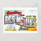 ヴィンテージ、アイオワ州デモインからの挨拶 ポストカード (正面)