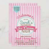 ヴィンテージ アイスクリーム パーラー 誕生日 招待状 (正面/裏面)