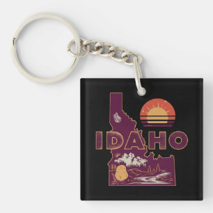 ヴィンテージ アイダホ トラベルマップ レトロ アメリカ 州 キーホルダー