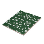 ヴィンテージ アイビー 蔓 植物学 スケッチ フォレストグリーン タイル (側面)