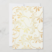 ヴィンテージ アイボリー ピンク フローラル ピオニー ブライダル シャワー 招待状 (裏面)